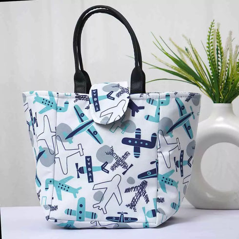 Personalised Airplane Printed Canvas Lunch Bag