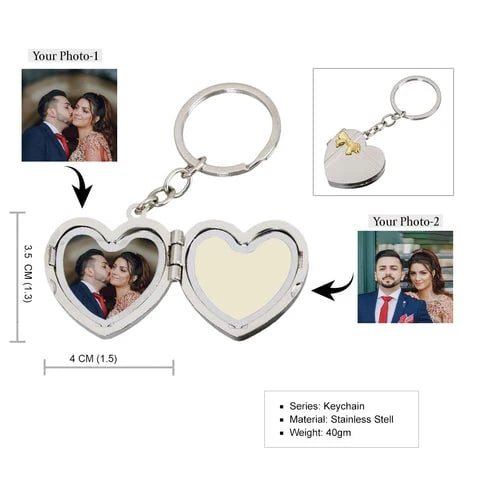 Personalised Heart Photo Frame Keychain for Valentine's