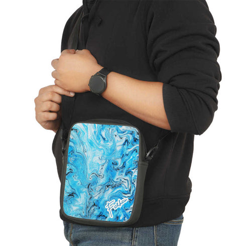 Marble Print Personalised Men Sling Bag - Uncommongifts.in