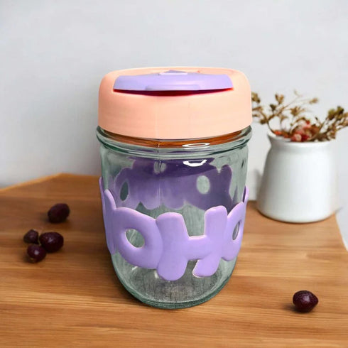 Personalised Hoho Printed Glass Tumbler with Lid and Straw - 450ml