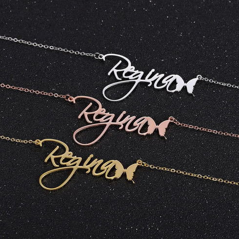 Personalised Gold Plated Name Pendant - Uncommongifts.in