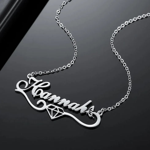 Personalised Gold Plated Butterfly & Diamond Name Pendant - Uncommongifts.in