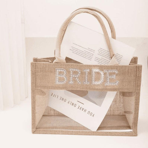Personalised Pearl Bride Initials Jute Bag