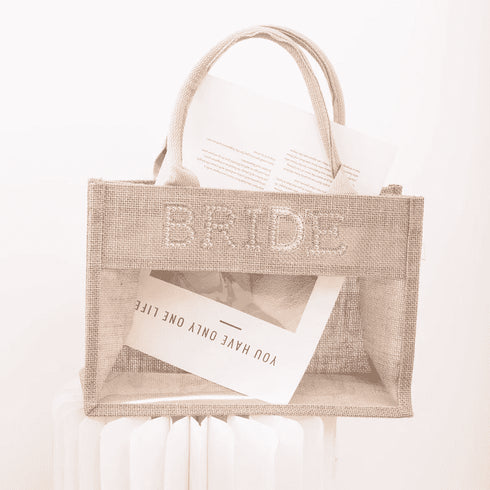 Personalised Pearl Bride Initials Jute Bag