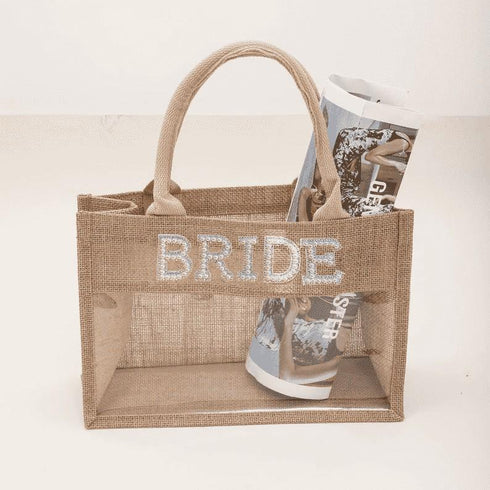 Personalised Pearl Bride Initials Jute Bag