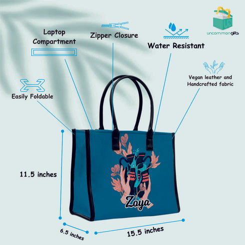 Personalised Beautiful Girl Printed Box Tote Bag - Uncommongifts.in