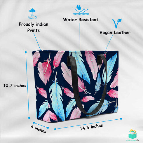 Feather Print Women's Office Bag - Uncommongifts.in