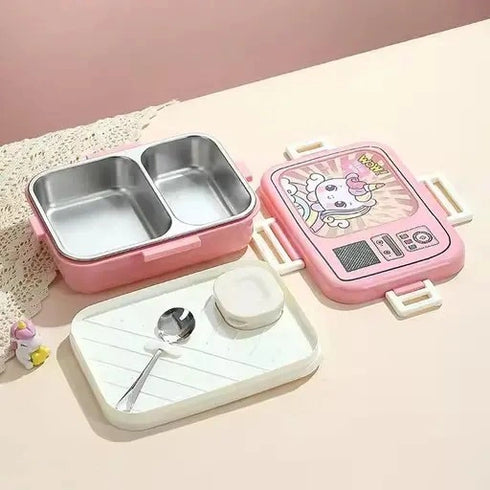 Personalized Unicorn Steel Compartment Lunch Box for Kids