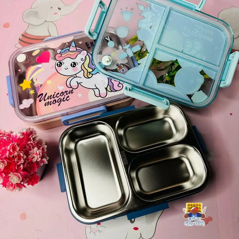 Personalized Unicorn Steel Compartment Lunch Box for Kids