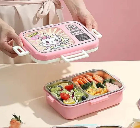Personalized Unicorn Steel Compartment Lunch Box for Kids
