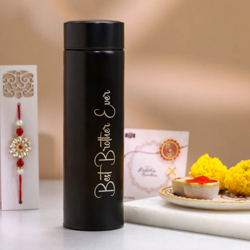 Personalized Best Brother Rakhi Gift Combo with Bottle & Keychain