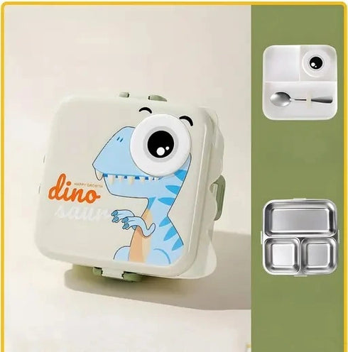 Personalized Stainless Steel Dino Theme Lunch Box for Kids