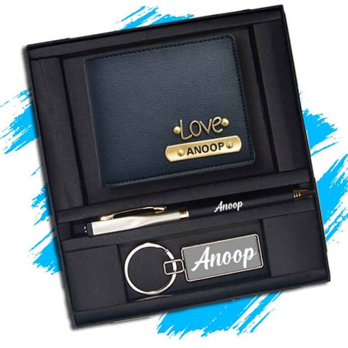 Personalised Wallet Pen and Keychain Gift set - Uncommongifts.in