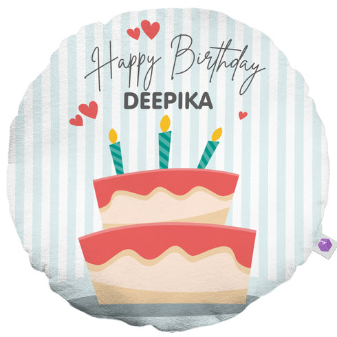 Happy Birthday Personalized Rounded Cushion - Uncommongifts.in