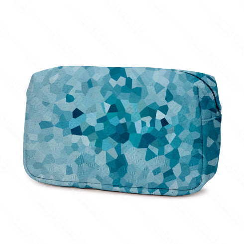 Blue Crystal Printed Portable Cosmetic Pouches For Women/Girls - Uncommongifts.in