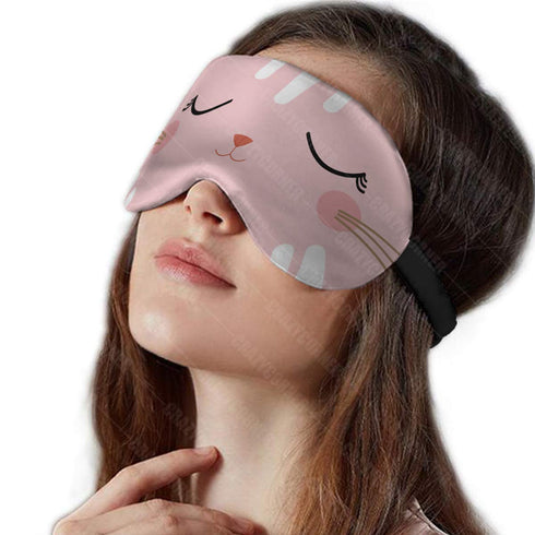 Pink Cat Eye Mask Printed Eye Mask - Uncommongifts.in