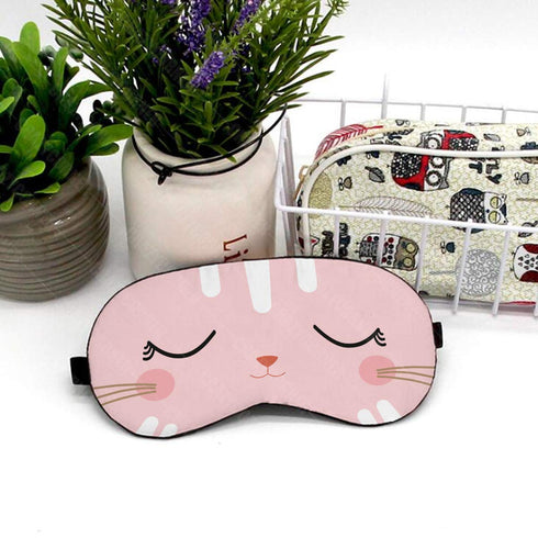 Pink Cat Eye Mask Printed Eye Mask - Uncommongifts.in