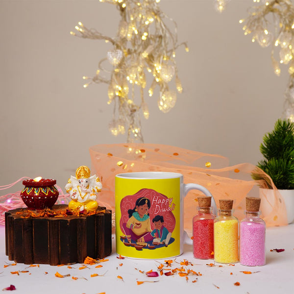 Lord Ganesha, Mug & rangoli Diwali Gift Hamper - Uncommongifts.in