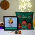 Saraswathi Ma Frame Cushion Candle Diwali Gift Combo - Uncommongifts.in
