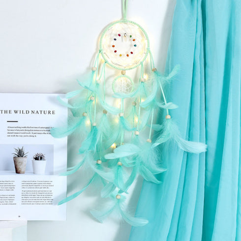 Beads and Feathers LED Dreamcatcher - Uncommongifts.in