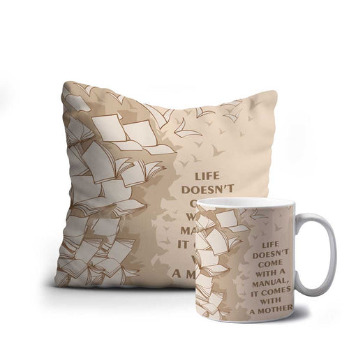 Brown Printed Cushion Mug Cumbo for Mother - Uncommongifts.in