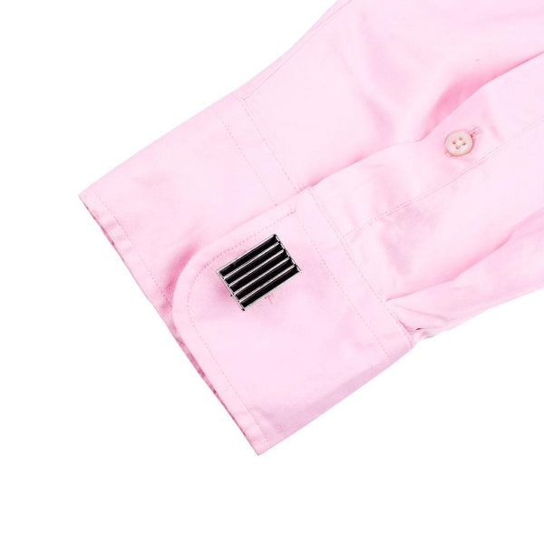 Cosmo Black Vertical Lines Rectangular Cufflinks - Uncommongifts.in