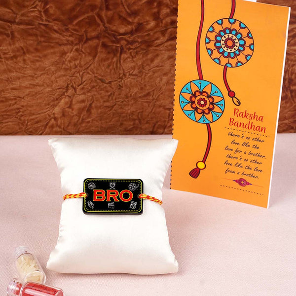 Bro Text Rakhi With Card Combo - Uncommongifts.in