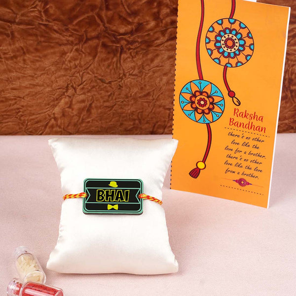 Bhai Text Rakhi With Card Combo - Uncommongifts.in