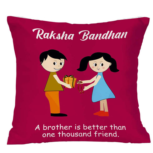 A brother is Better Than One Thousand Friend Rakhi & Cushion Combo - Uncommongifts.in