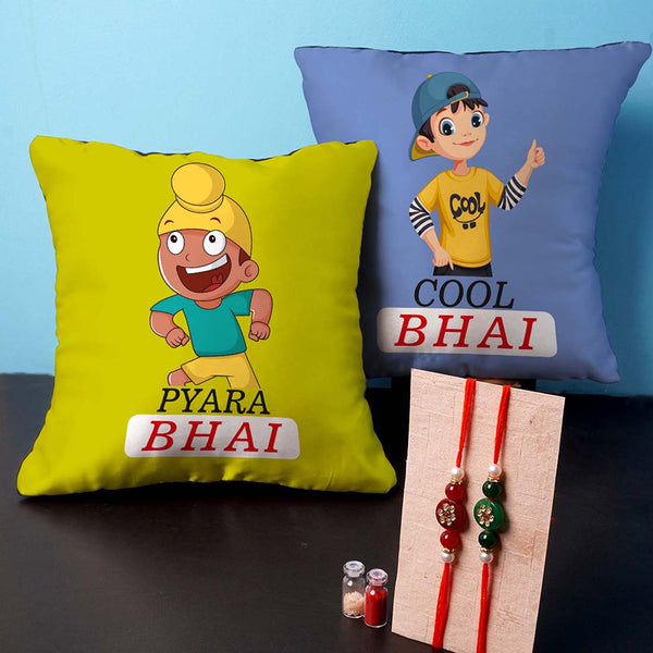 Pyara Bhai Cool Bhai Rakhi & Cushion Combo - Uncommongifts.in