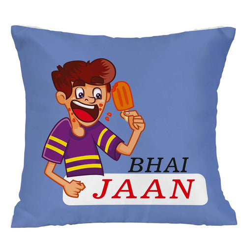 Cute Bhai Bhai Jaan Rakhi & Cushion Combo - Uncommongifts.in