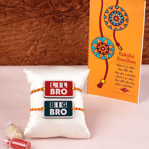 Big Bro Lil Bro Rakhi And Card Combo - Uncommongifts.in