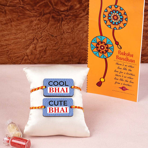 Cool Bhai Cute Bhai Rakhi And Card Combo - Uncommongifts.in