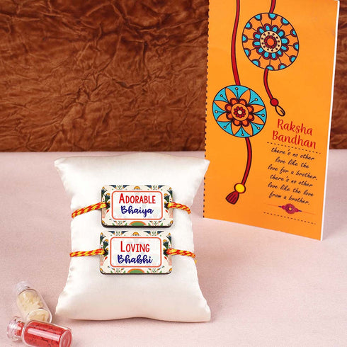 Loving Bhabhi & Adorable Bhaiya Rakhi & Card Combo - Uncommongifts.in