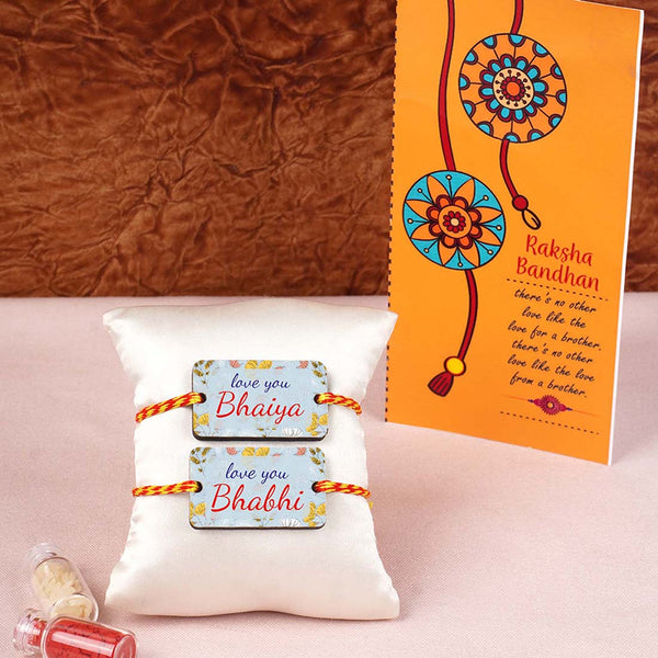 Love You Bhaia & Bhabhi Rakhi & Card Combo - Uncommongifts.in