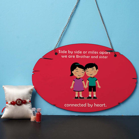 Connected By Heart Hanging With Rakhi Combo - Uncommongifts.in