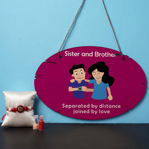 Separated By Distance Joined By Loved Hanging With Rakhi Combo - Uncommongifts.in