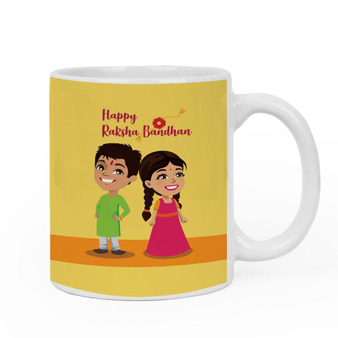 Happy Raksha Bandhan Text Mug & Rakhi Combo - Uncommongifts.in