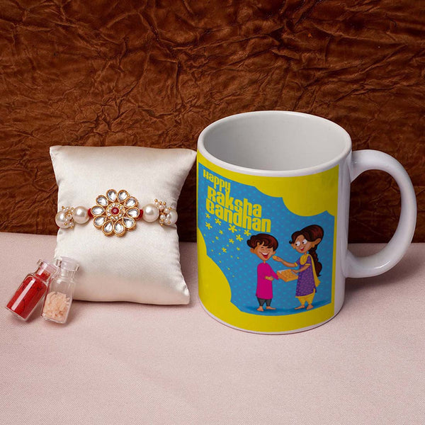Happy Raksha Bandhan Blue Mug & Rakhi Combo - Uncommongifts.in