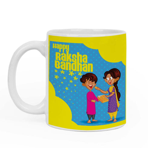 Happy Raksha Bandhan Blue Mug & Rakhi Combo - Uncommongifts.in