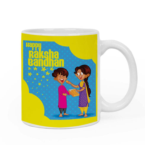 Happy Raksha Bandhan Blue Mug & Rakhi Combo - Uncommongifts.in