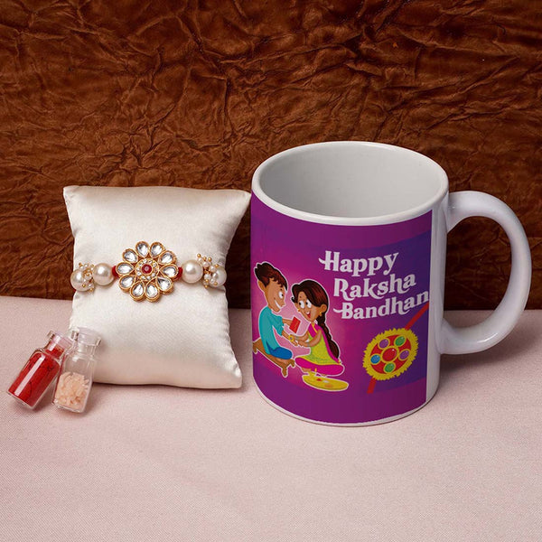 Happy Raksha Bandhan Multicolor Mug & Rakhi Combo - Uncommongifts.in