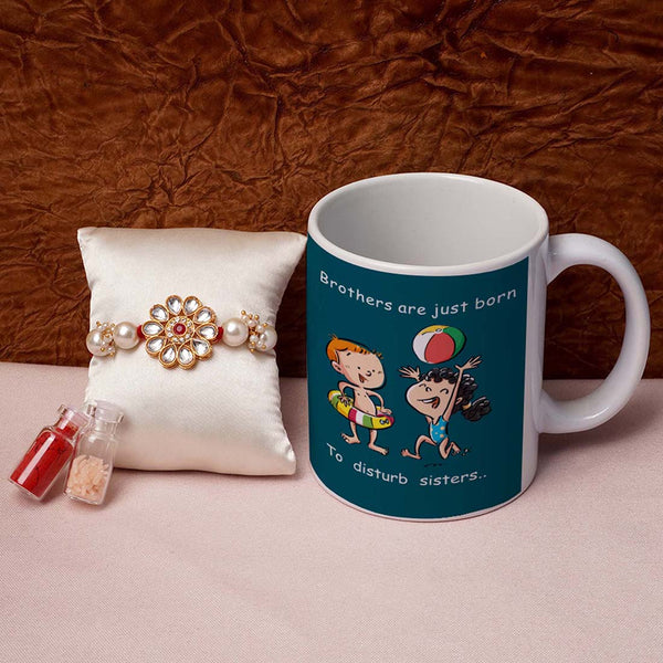 Brother Are Just Born To Disturb Sister Mug & Rakhi Combo - Uncommongifts.in