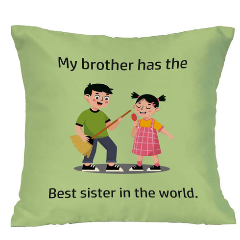 My Brother Has The Best Sister in The World Cushion,Mug & Rakhi Combo - Uncommongifts.in