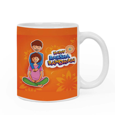 Happy Rakhsa Bandhan Text Cushion,Mug & Rakhi Combo - Uncommongifts.in