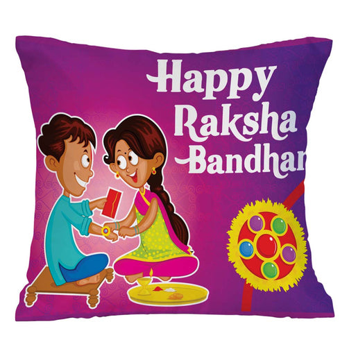 Raksha Bandhan Multicolor Cushion,Mug & Rakhi Combo - Uncommongifts.in
