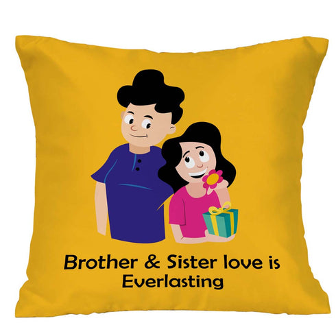 Brother & Sister love is everlasting Cushion,Mug & Rakhi Combo - Uncommongifts.in