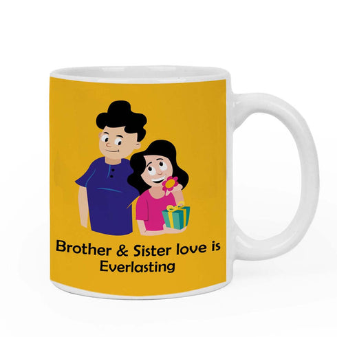 Brother & Sister love is everlasting Cushion,Mug & Rakhi Combo - Uncommongifts.in