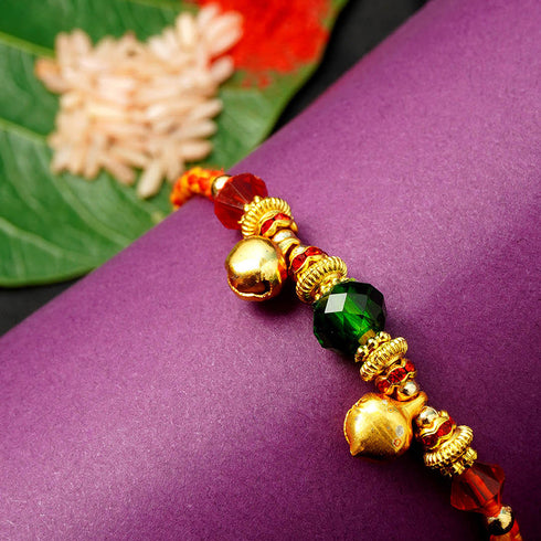 Red Green Crystal Rakhi - Uncommongifts.in