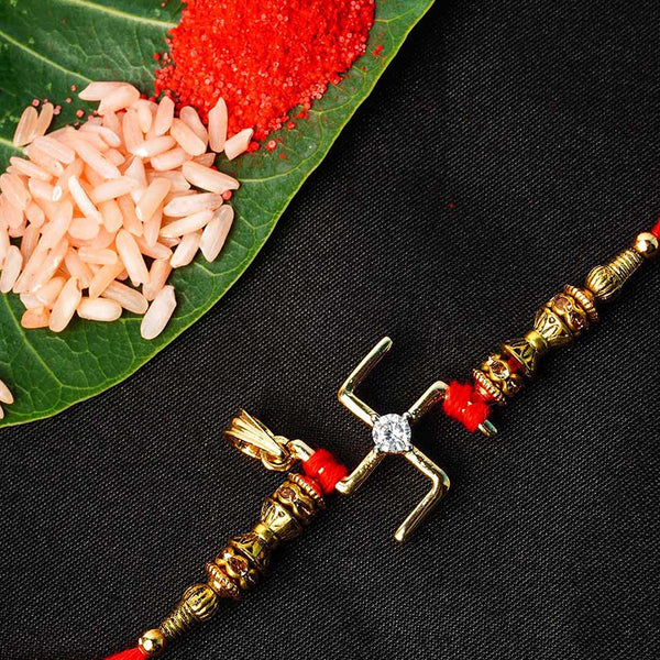 Crystal Centred Swastika Deity Inspired Rakhi - Uncommongifts.in